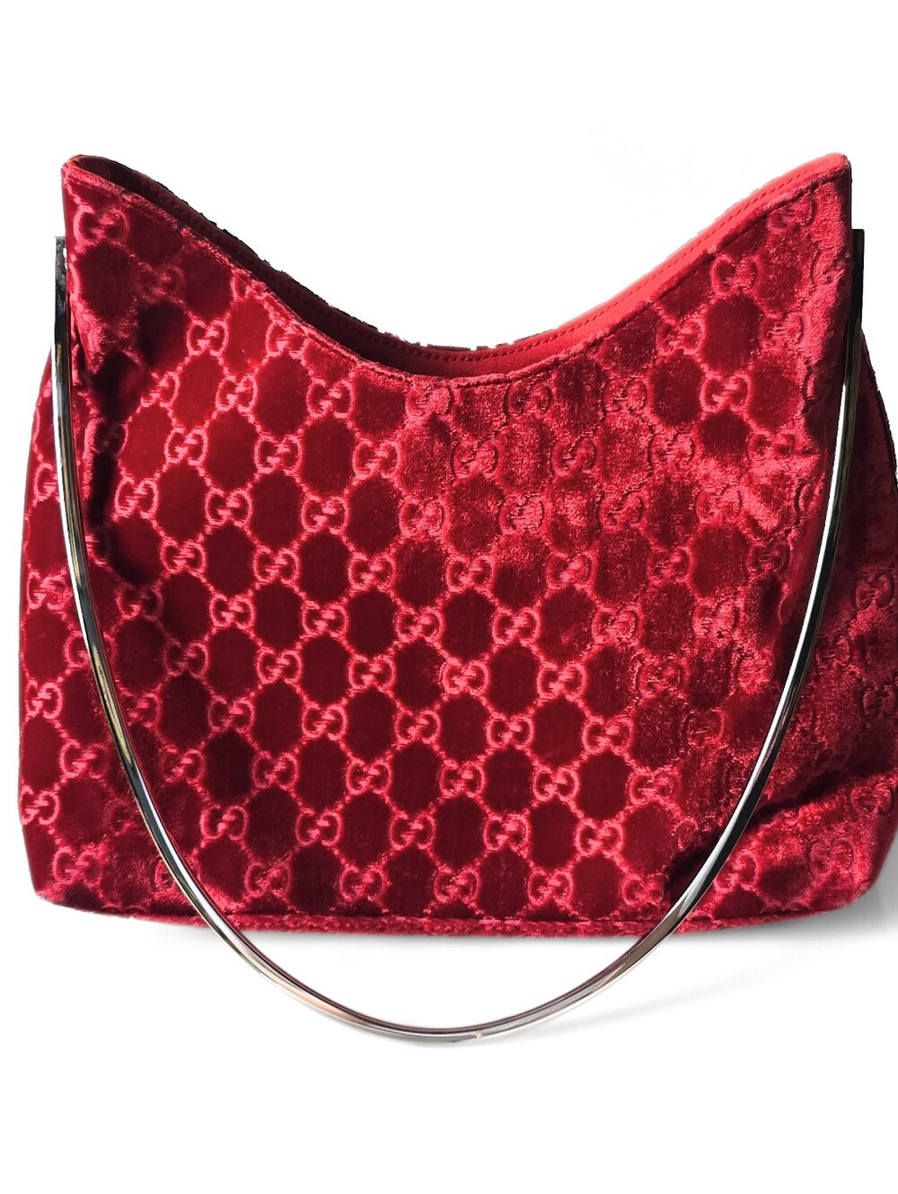 **SOLD*Gucci by Tom Ford 1997 Red Velvet GG Monogram Chrome Handle ASO The Nanny - Picture 3 of 16
